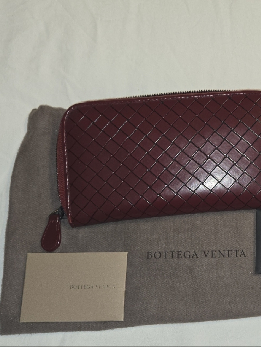 Bottega Veneta Intrecciato Zip Wallet - Deep Burgundy